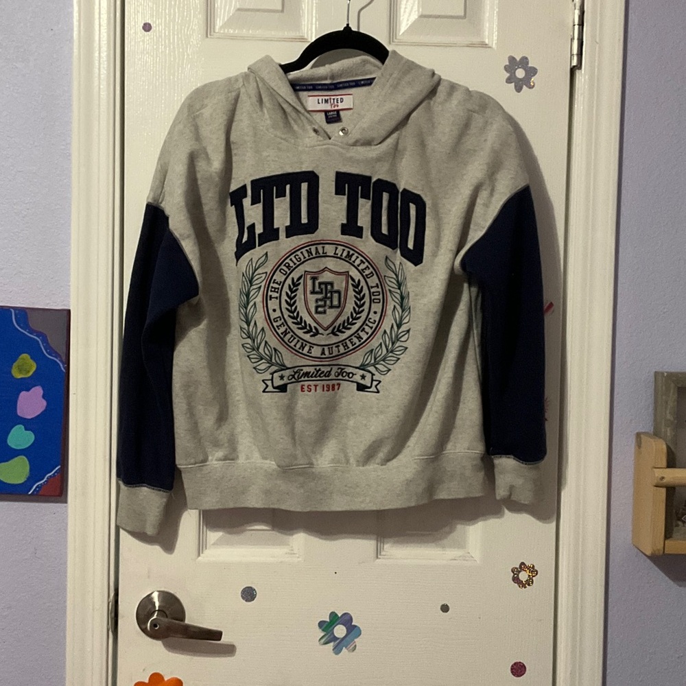 Limited Too Gray and Navy Hoodie